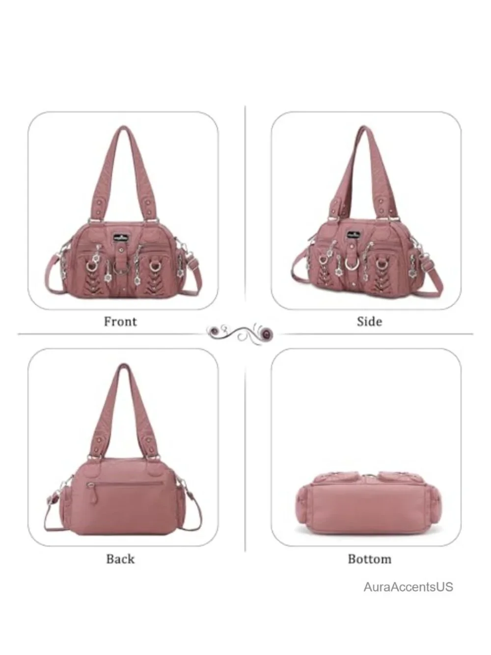 Vegan Leather Hobo Handbag Crossbody Shoulder Bag Multipocket Soft Purse